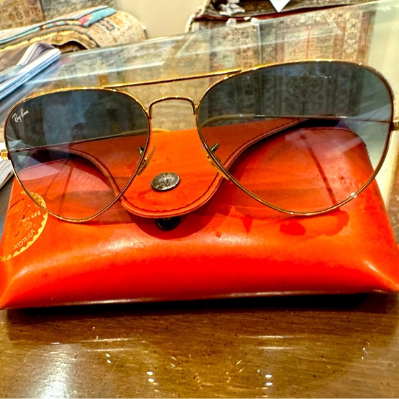 Women’s Ray-Ban 58mm Aviator Sunglasses Gold/Blue Gradient - Picture 2 of 10
